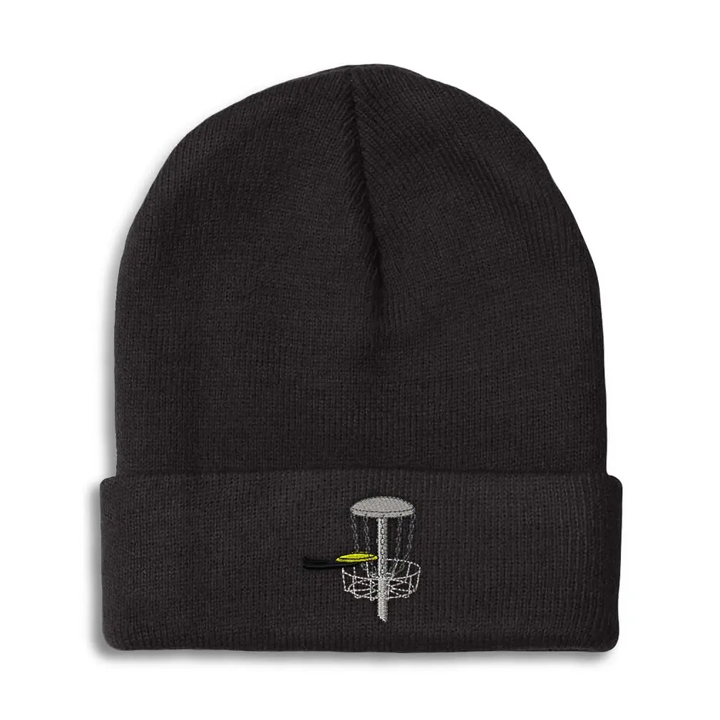 Speedy Pros Custom Beanie for Men & Women Disc Golf A Embroidery Acrylic Skull Cap Hat Black Design Only | Winter & Fall - main product image