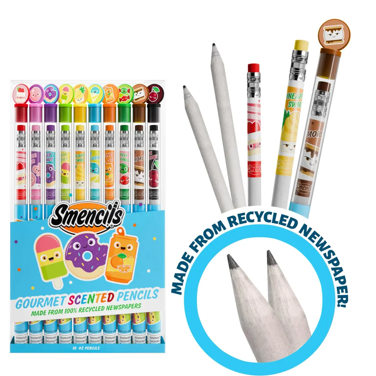 Smencils Scented Graphite HB #2 Pencils (10-Pack) | Recycled Newspaper, 2-Year Scent Life - view 4