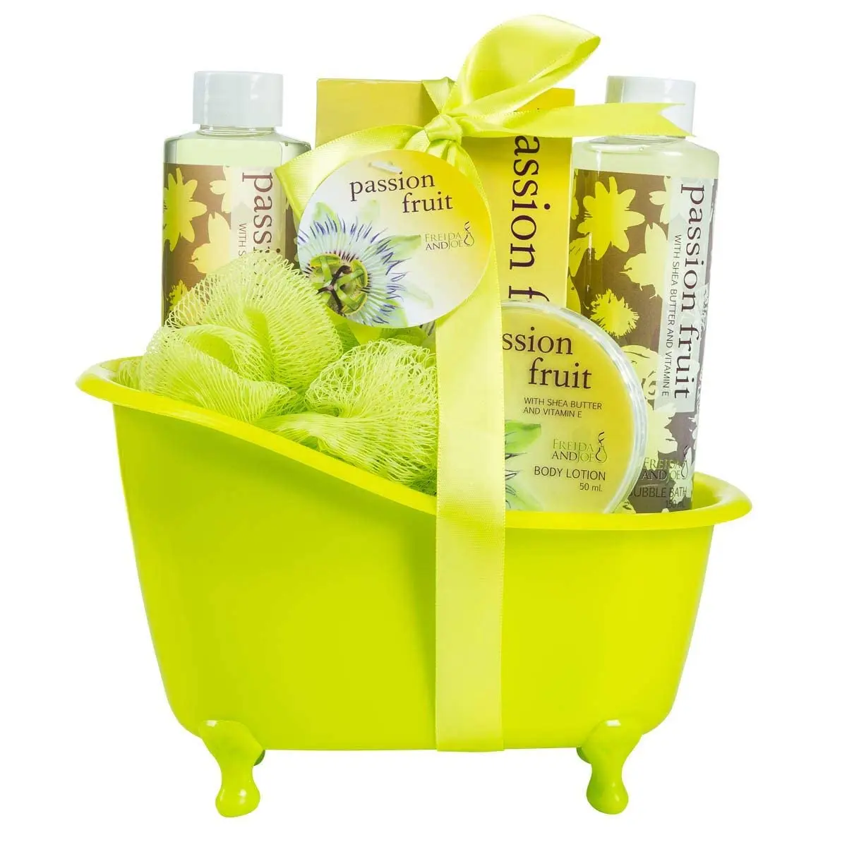 Freida and Joe Home Spa Bath Basket Passion Fruit Fragrance Set | Luxurious Body & Bath Collection - main product image
