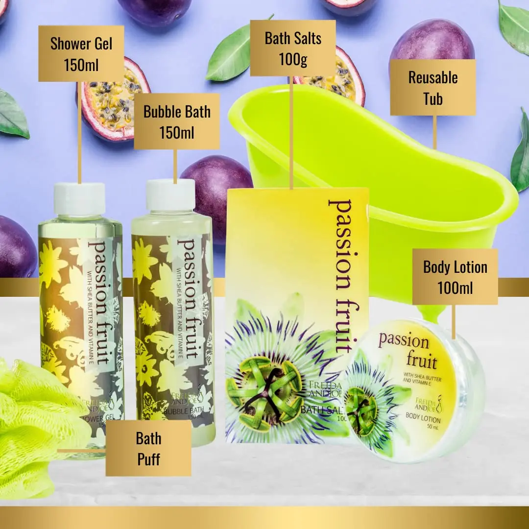 Freida and Joe Home Spa Bath Basket Passion Fruit Fragrance Set | Luxurious Body & Bath Collection - view 5