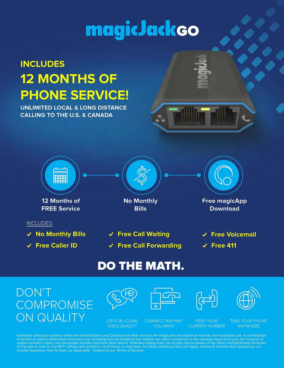 magicJackGO 2017 VOIP Phone Adapter Portable Home and On-The-Go Digital Phone Service | Make Unlimited Local & Long Distance Calls to U.S. & Canada - view 4