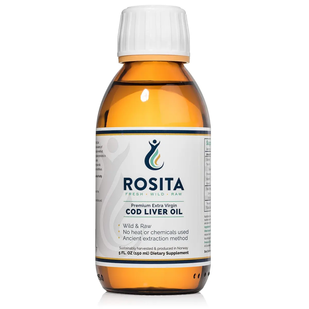Rosita Extra Virgin Cod Liver Oil Liquid 5 Fl Oz | Unprocessed, Sustainably Caught, Natural Nutrients - main product image