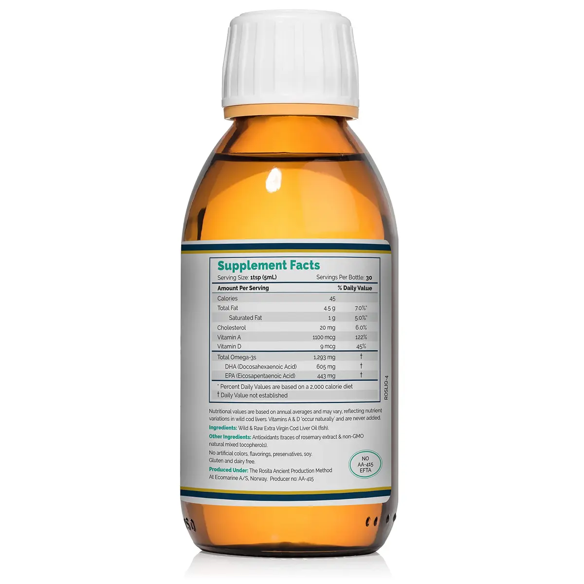 Rosita Extra Virgin Cod Liver Oil Liquid 5 Fl Oz | Unprocessed, Sustainably Caught, Natural Nutrients - view 2