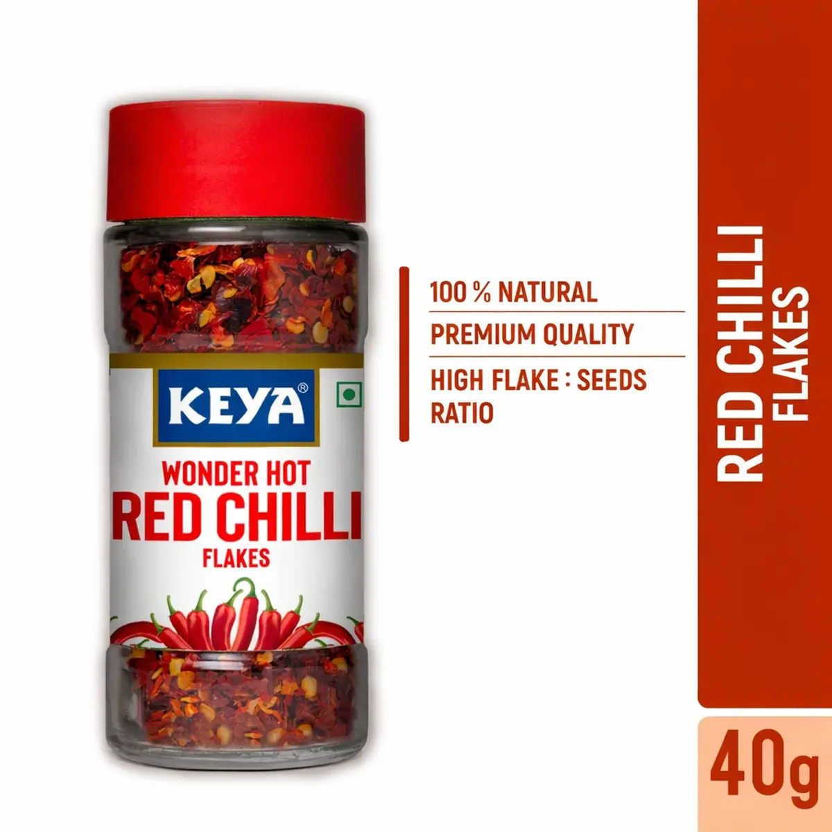 KEYA Red Chilli Flakes Seasoning 40g (1.41 oz) | Aromatic Spicy Dried Pizza Pasta Seasoning - view 6