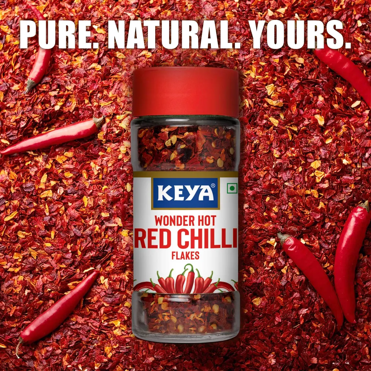 KEYA Red Chilli Flakes Seasoning 40g (1.41 oz) | Aromatic Spicy Dried Pizza Pasta Seasoning - view 2