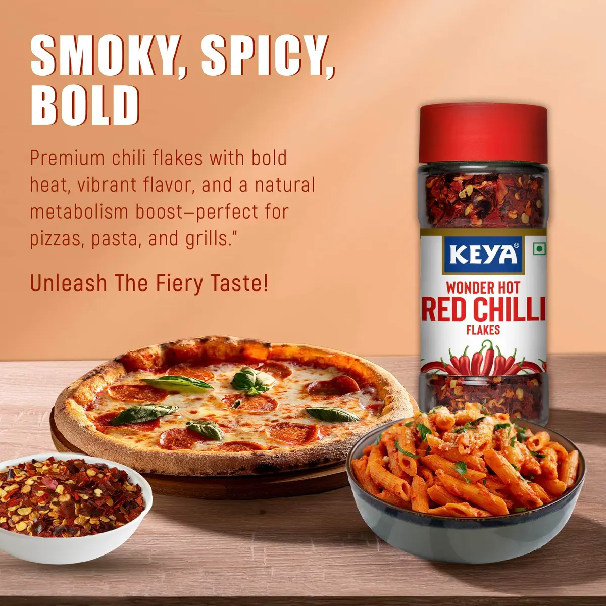 KEYA Red Chilli Flakes Seasoning 40g (1.41 oz) | Aromatic Spicy Dried Pizza Pasta Seasoning - view 4
