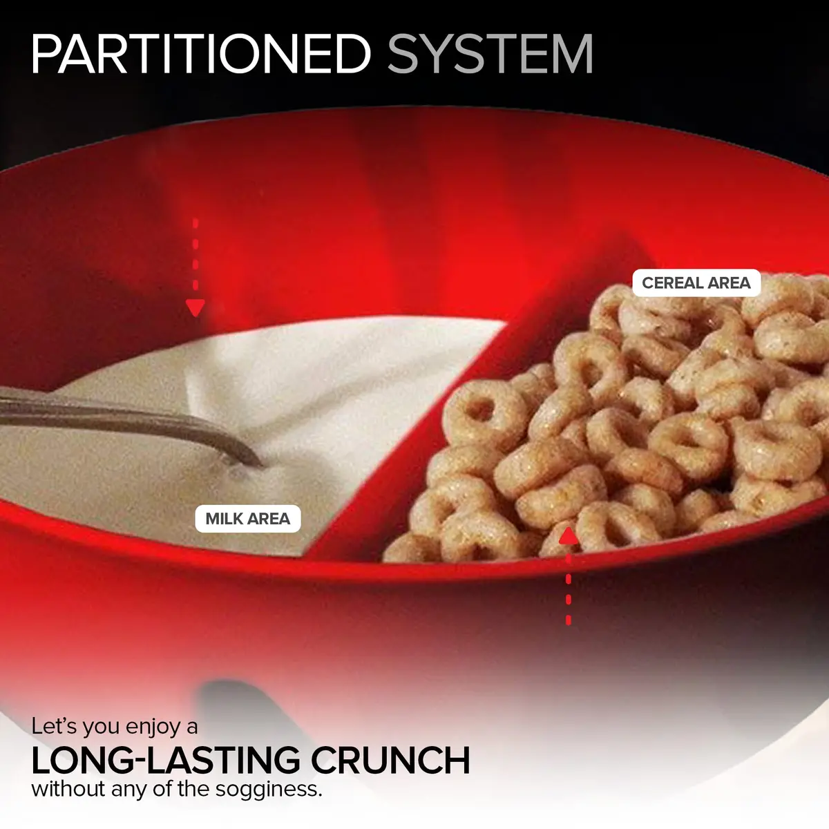 Just Solutions Crunch Anti-Soggy Cereal Bowl - Keeps Cereal Crunchy | BPA Free | Microwave Safe | Pack of 3 - view 3