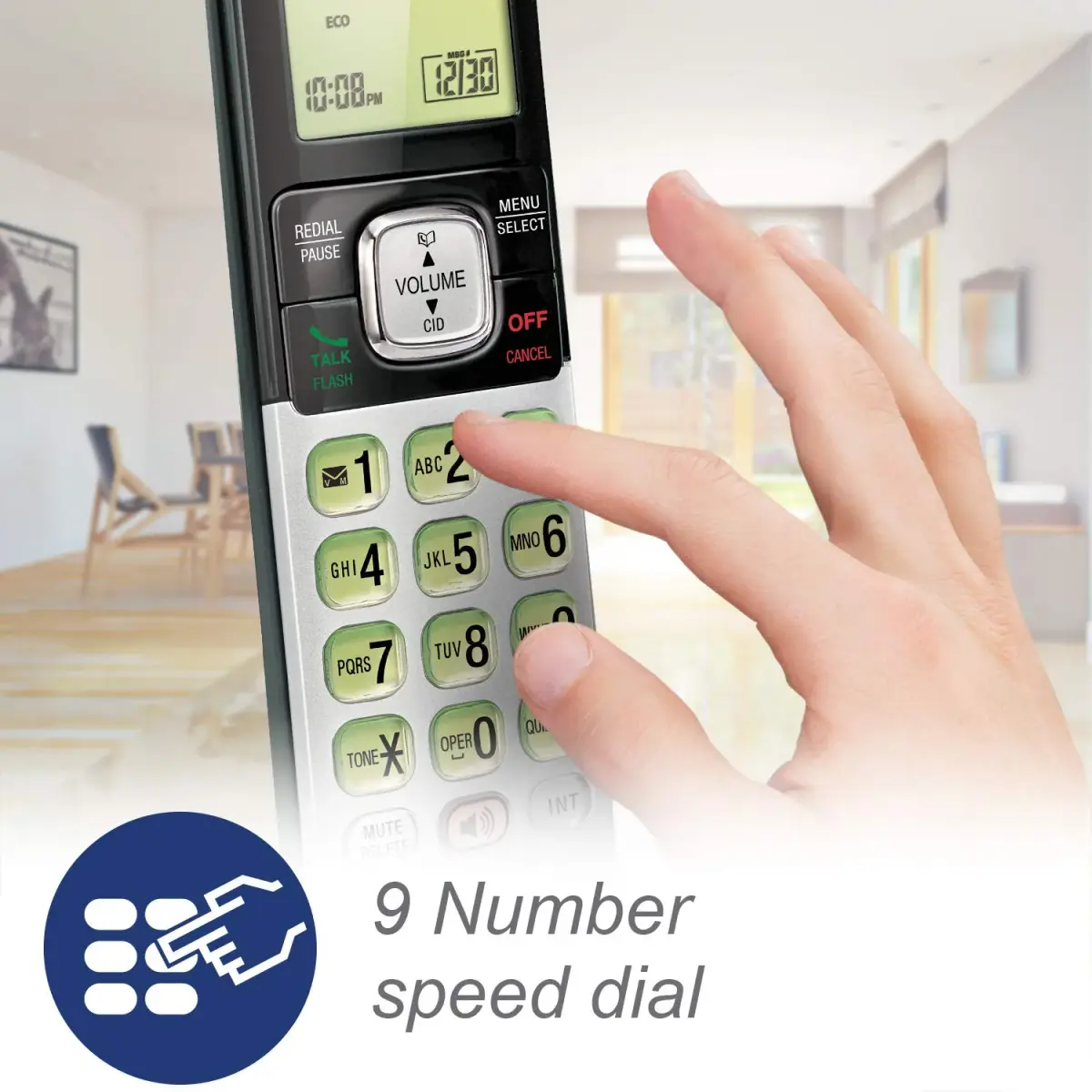 VTech CS6719-15 DECT 6.0 Cordless Phone with Caller ID/Call Waiting, 1 Handset Blue | Backlit Keypad & Display - view 9
