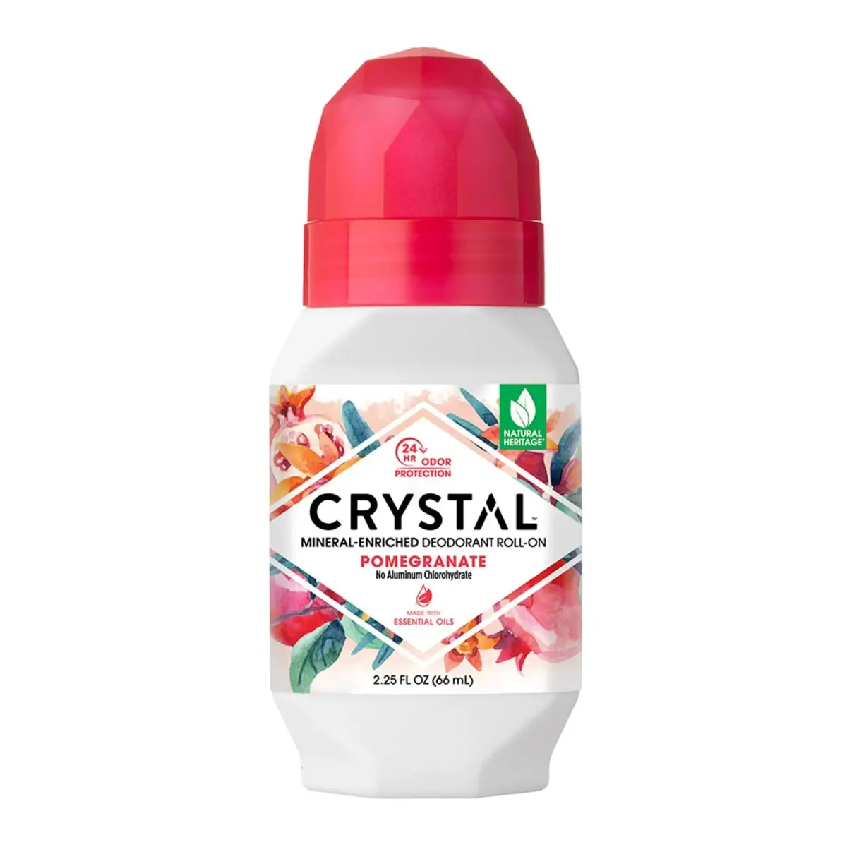 Crystal Essence Mineral Deodorant Roll-On Pomegranate 66ml (2.25 Fl Oz) | 24-Hour Odor Protection - main product image