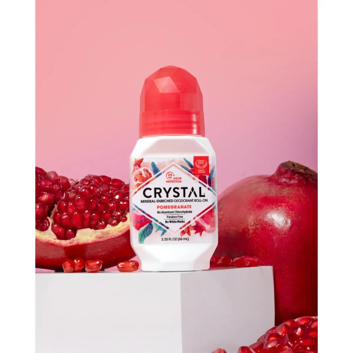 Crystal Essence Mineral Deodorant Roll-On Pomegranate 66ml (2.25 Fl Oz) | 24-Hour Odor Protection - view 3