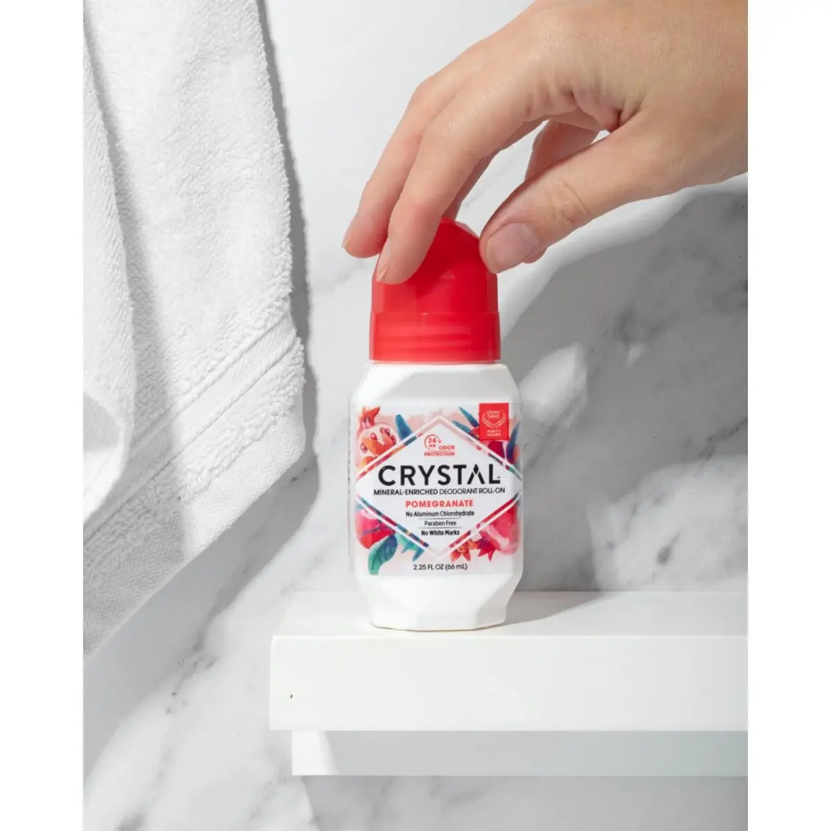 Crystal Essence Mineral Deodorant Roll-On Pomegranate 66ml (2.25 Fl Oz) | 24-Hour Odor Protection - view 4