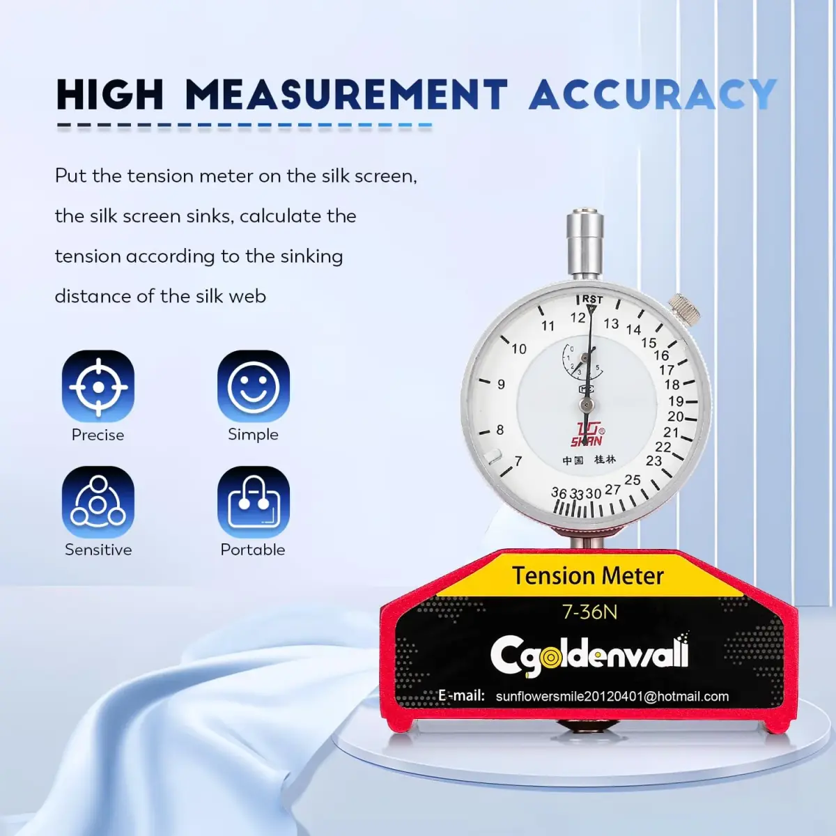 CGOLDENWALL High Precision Silk Screen Printing Tension Meter 7-36N | Accurate Force Measurement Tool - view 3