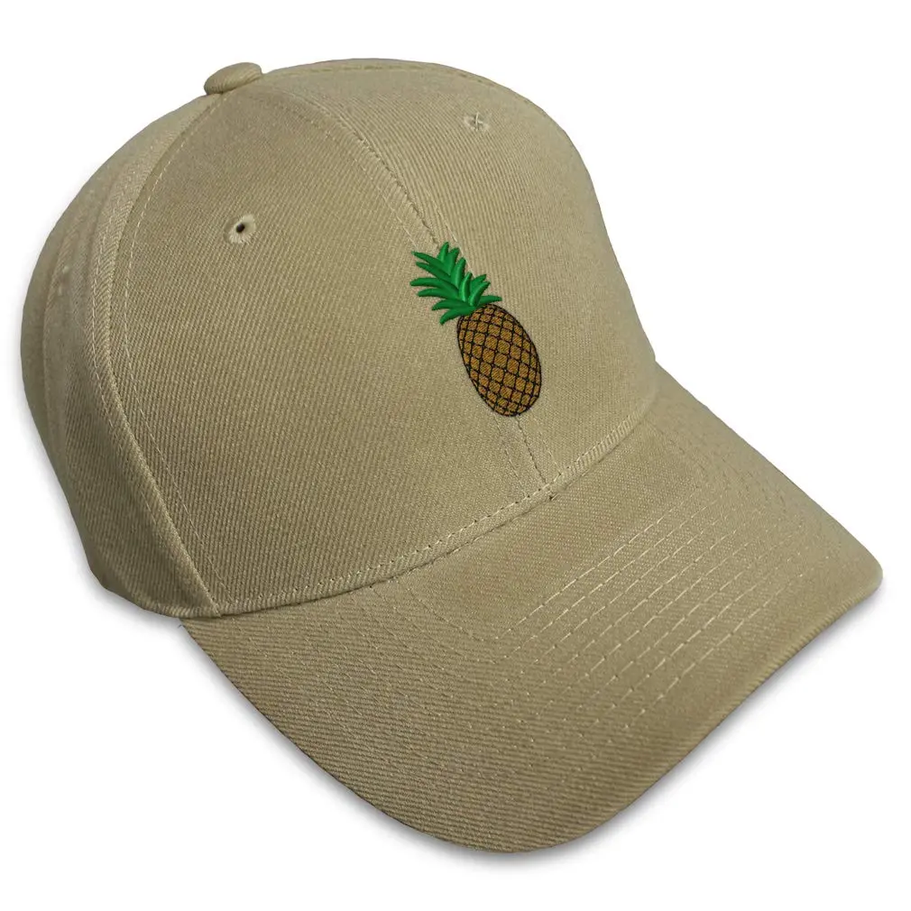 Speedy Pros Custom Baseball Cap Pineapple Embroidery 58cm | Food & Beverage Design, Unisex, Khaki - main product image
