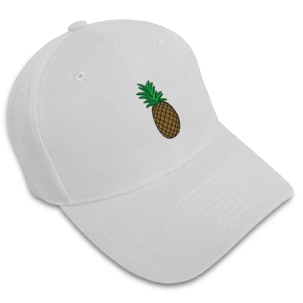 Speedy Pros White Baseball Cap | Pineapple Embroidery, Unisex, 100% Acrylic, Adjustable Fit - main product image