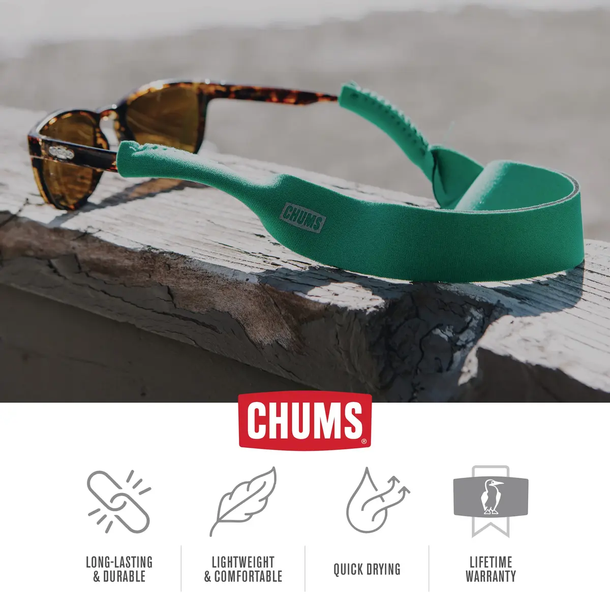 Chums Neoprene Classic Large Frame Eyewear Retainer - Floating Sunglasses Sport Strap (Royal), 40.64cm (16") | Water Sports & Adventure Ready - view 4