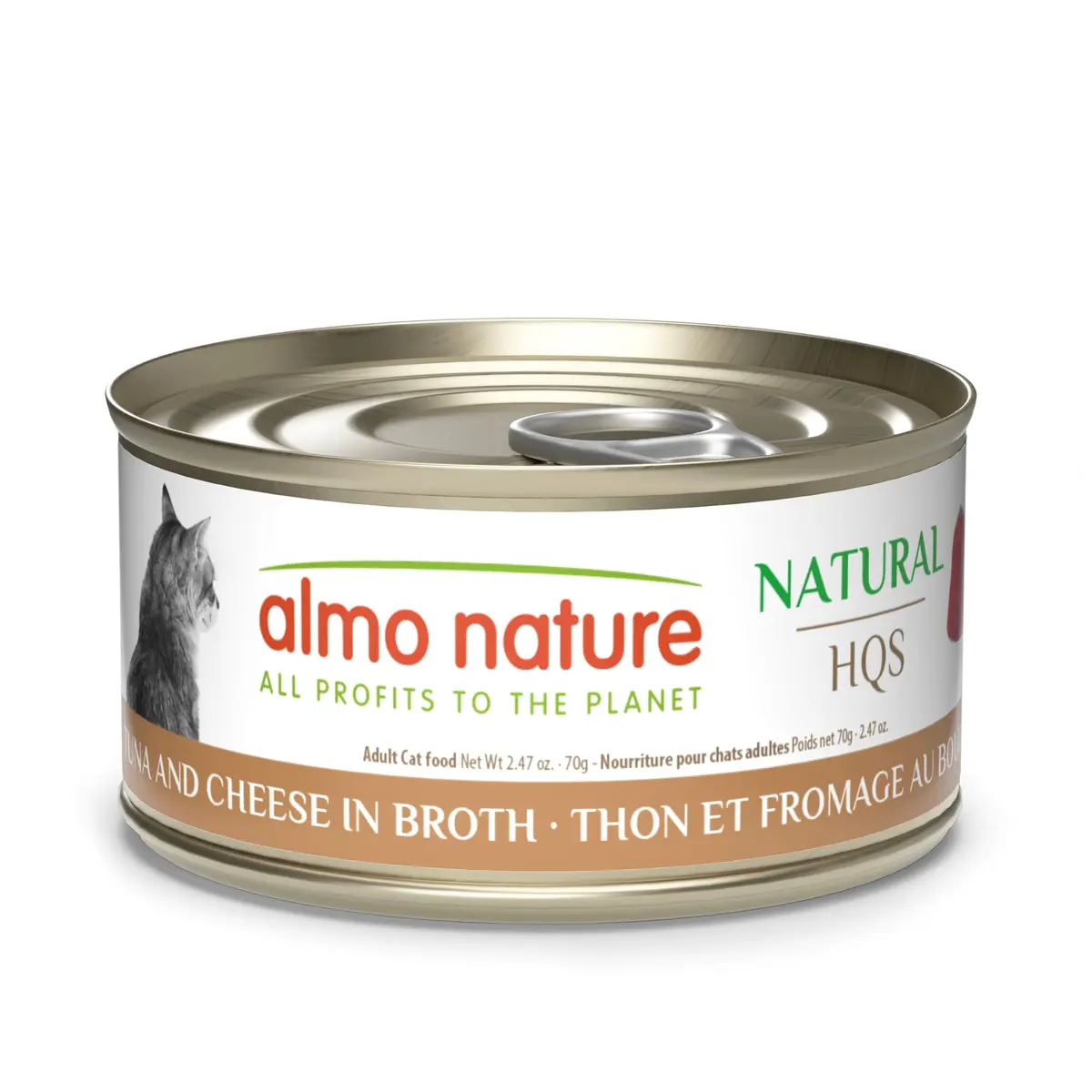 almo nature HQS Natural Wet Cat Food Tuna and Cheese in Broth, Grain-Free, 2.47 oz (Pack of 24) | Natural, Grain-Free, High Moisture - main product image