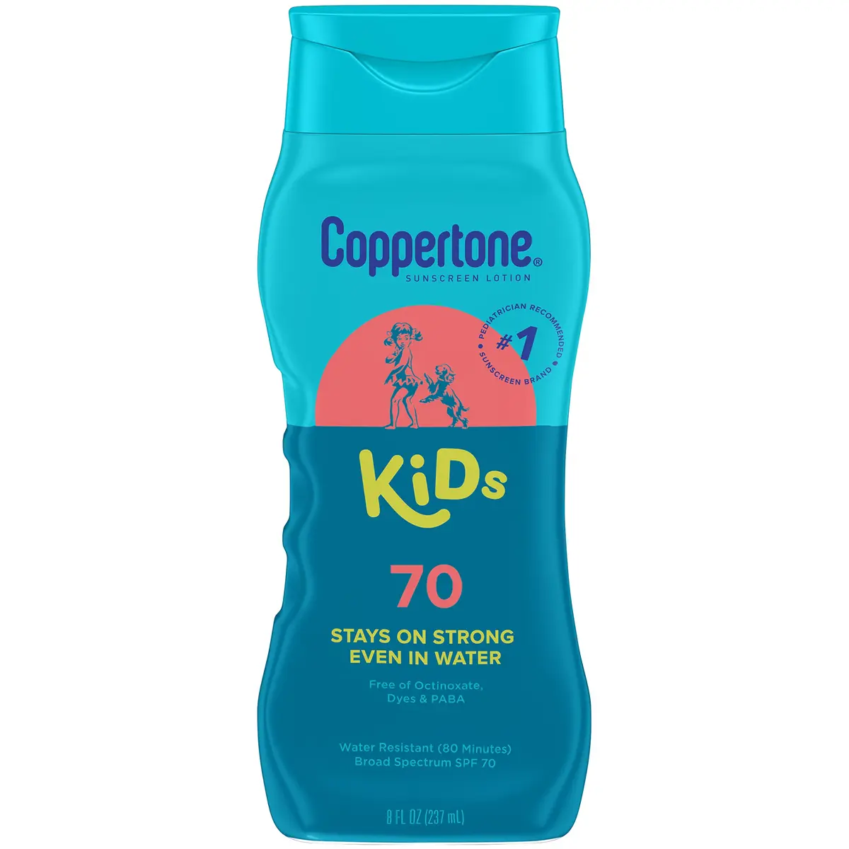 Coppertone Kids Sunscreen Lotion SPF 70 Water Resistant 8 Fl Oz | Pediatrician Recommended, Broad Spectrum UVA/UVB - main product image