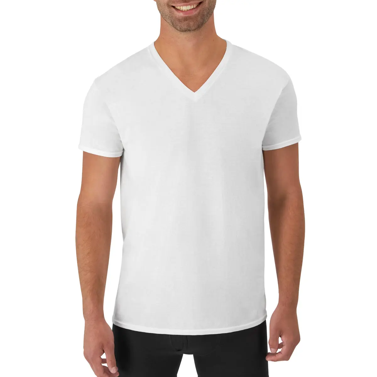 Hanes Mens Cotton Moisture-wicking V-neck Tee Undershirts 6 Pack | Soft, Tagless, Quick-Dry Comfort for Men - view 2