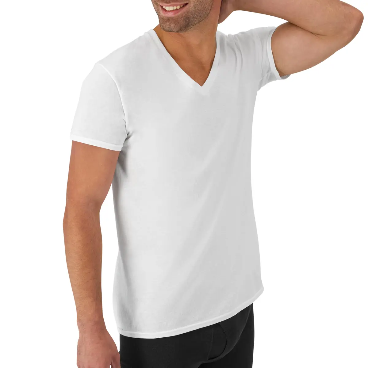 Hanes Mens Cotton Moisture-wicking V-neck Tee Undershirts 6 Pack | Soft, Tagless, Quick-Dry Comfort for Men - view 3