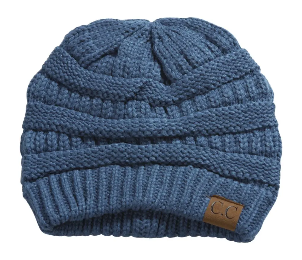 C.C Thick Soft Knit Oversized Beanie Cap Hat - Denim | Warm, Casual, Unisex - main product image