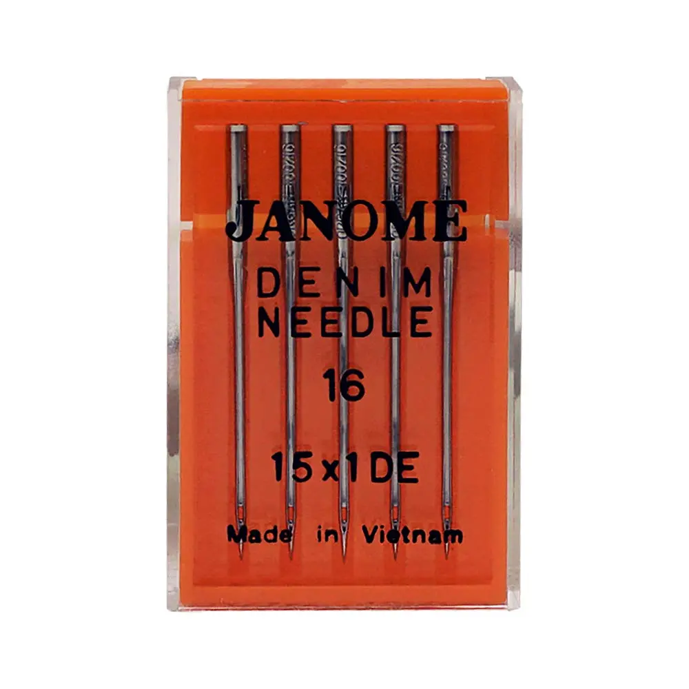 Janome Denim Sewing Machine Needles Size 100/16 (16) | Wedge Point for Heavy Fabrics - main product image