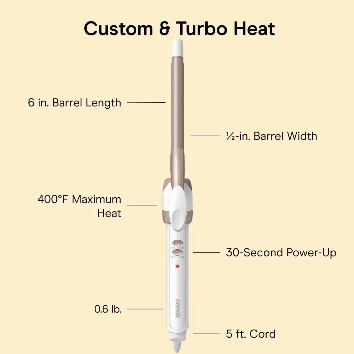 Conair Double Ceramic 1/2-Inch Curling Iron White/Rose Gold | Creates Tight Curls All Day - view 4
