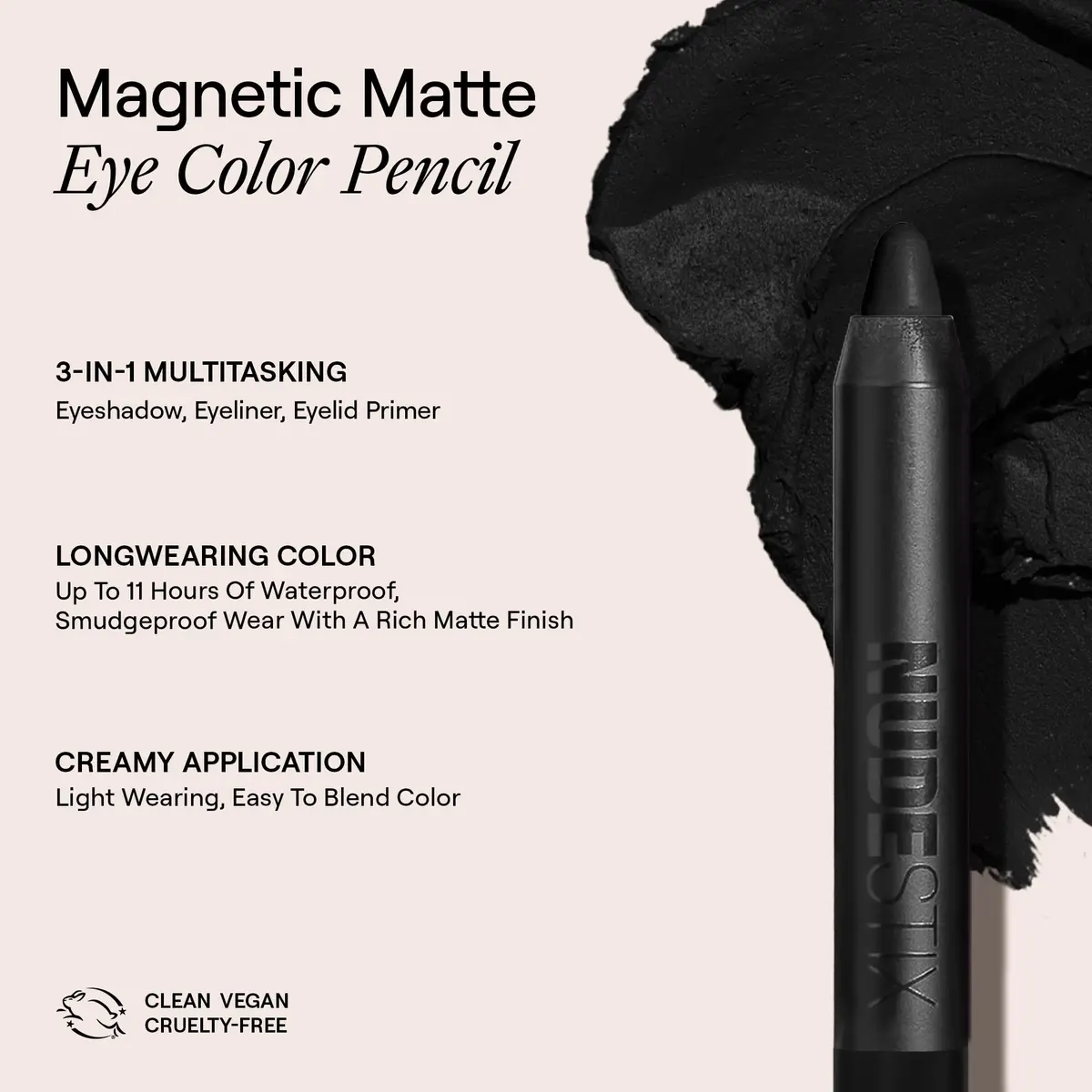 Nudestix Magnetic Matte Eye Color 3-in-1 | Waterproof, Long-Wear, Vegan & Cruelty-Free | Shade: Night - view 3