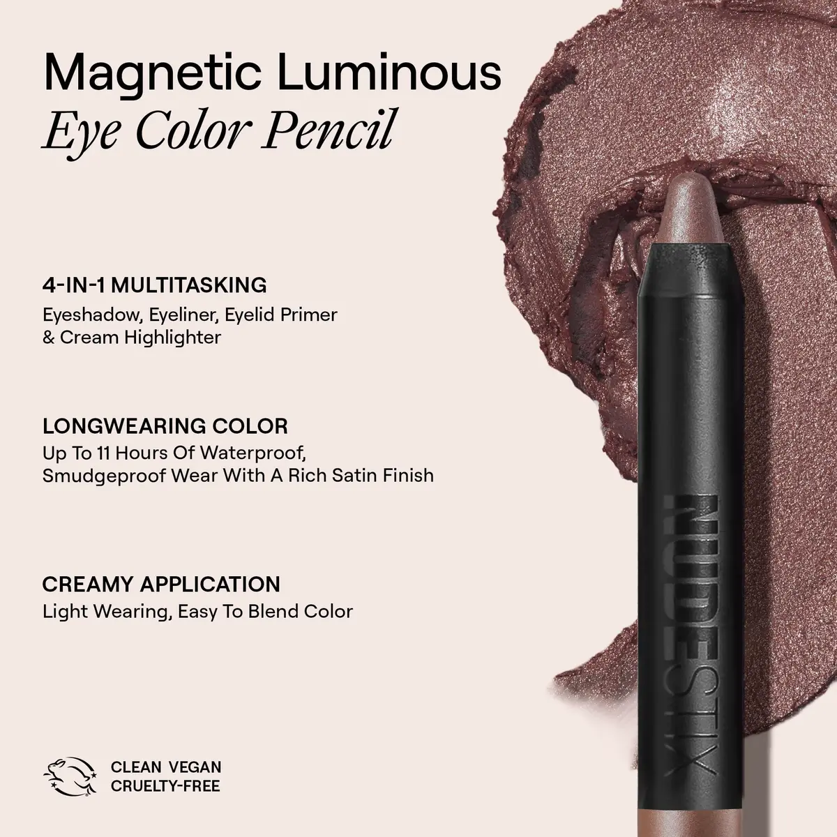 Nudestix Magnetic Luminous Eye Color – 4-in-1 Cream Eyeshadow Stick, 1 Count | Long-Wear, Waterproof Satin Finish | Vegan & Cruelty-Free - view 3