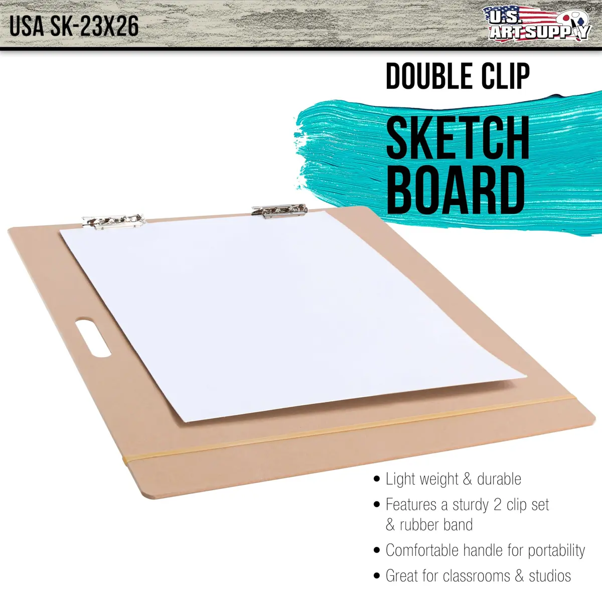U.S. Art Supply 23" x 26" Artist Sketch Tote Board - Lightweight Hardboard | Portable & Durable Art Surface - view 2