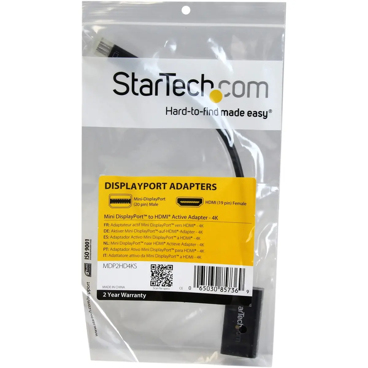 StarTech.com Active Mini DisplayPort to HDMI Adapter 15cm Cable | 4K 30Hz, 1080p, DPCP - view 5
