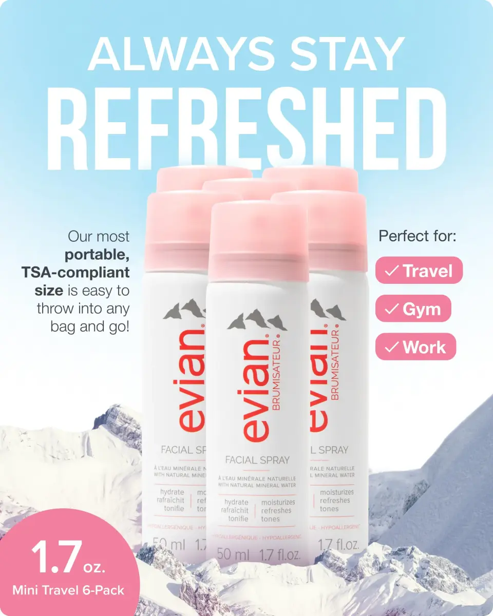 Evian Facial Spray 50ml (1.7 Fl Oz) 6-Pack | Hydrating Mineral Mist for Face & Skin - view 2