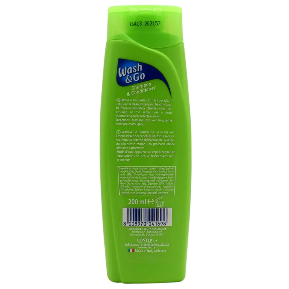 Wash & Go 2in1 Shampoo & Conditioner Set – All Hair Types, 6 x 200ml, USA Import - view 2