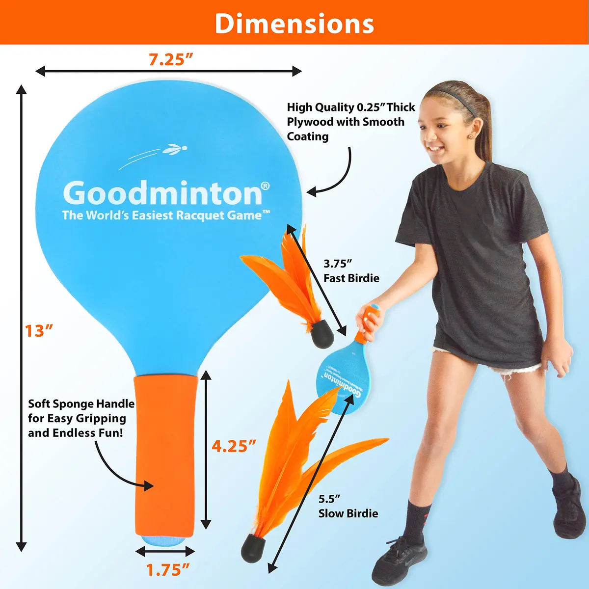 Goodminton The World's Easiest Racquet Game Set 33cm (13in) | Fun Indoor Outdoor Paddle Game - view 5