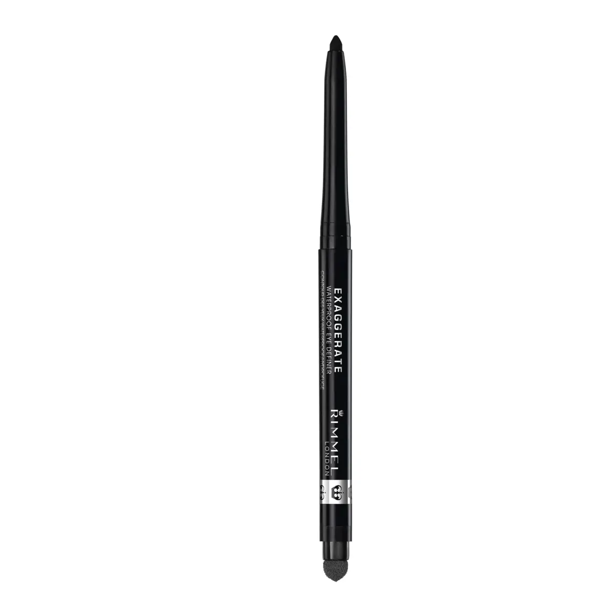 Rimmel London Exaggerate Waterproof Eye Definer Pencil, Blackest Black 0.01oz | Matte Finish, Built-In Smudger & Sharpener - main product image