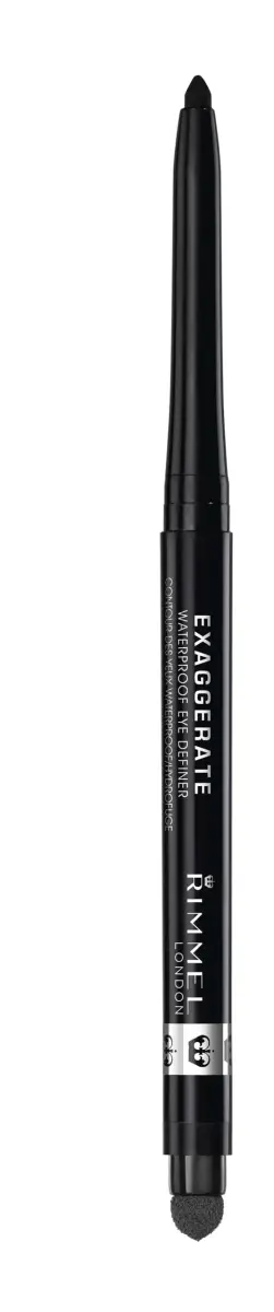 Rimmel London Exaggerate Waterproof Eye Definer Pencil, Blackest Black 0.01oz | Matte Finish, Built-In Smudger & Sharpener - main product image
