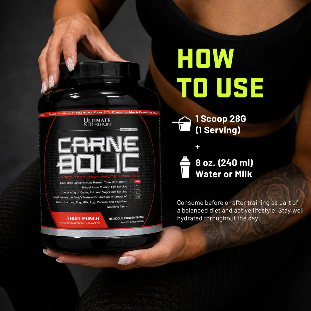 Ultimate Nutrition CarneBOLIC Beef Protein Isolate, Fruit Punch, 4 lb | Hydrolyzed Beef Protein for Muscle & Power - view 5