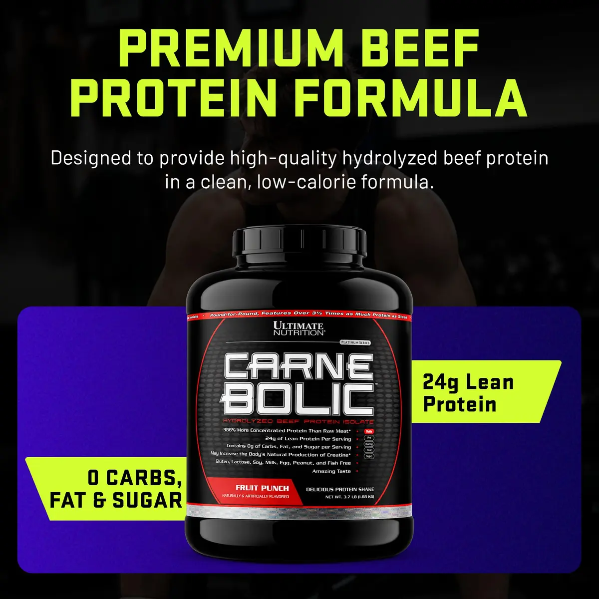 Ultimate Nutrition CarneBOLIC Beef Protein Isolate, Fruit Punch, 4 lb | Hydrolyzed Beef Protein for Muscle & Power - view 3