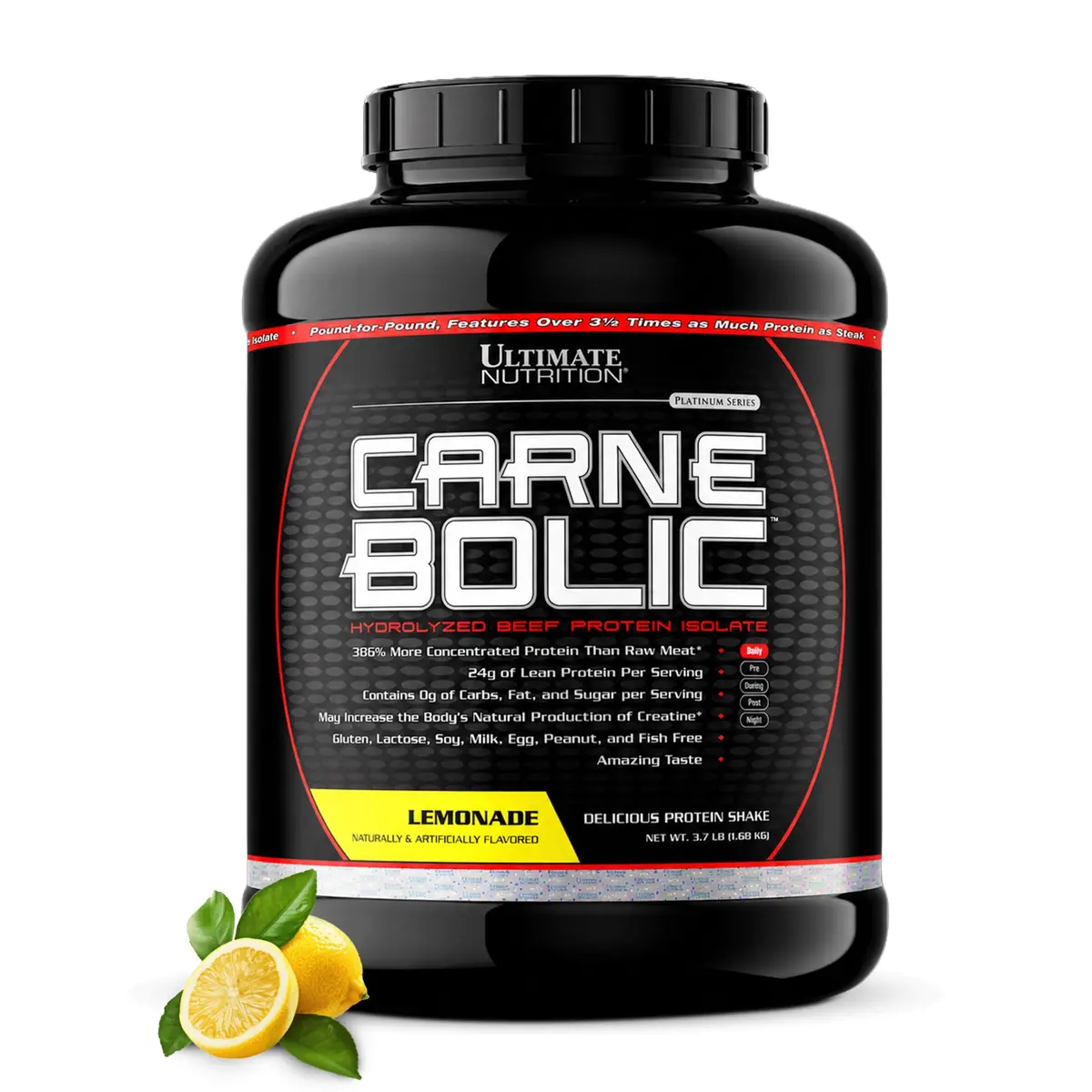 Ultimate Nutrition CarneBOLIC Beef Protein Isolate, Lemonade, 4 lb | Hydrolyzed, Dairy-Free, Keto & Paleo Friendly - main product image