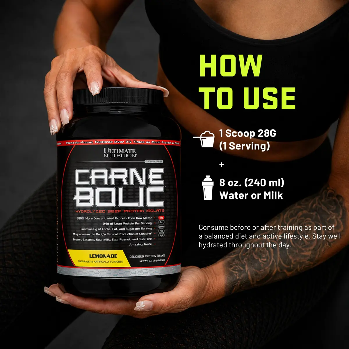 Ultimate Nutrition CarneBOLIC Beef Protein Isolate, Lemonade, 4 lb | Hydrolyzed, Dairy-Free, Keto & Paleo Friendly - view 5