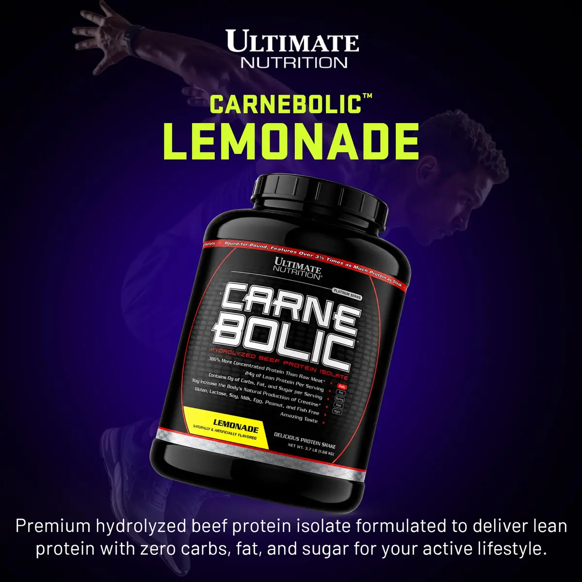 Ultimate Nutrition CarneBOLIC Beef Protein Isolate, Lemonade, 4 lb | Hydrolyzed, Dairy-Free, Keto & Paleo Friendly - view 2