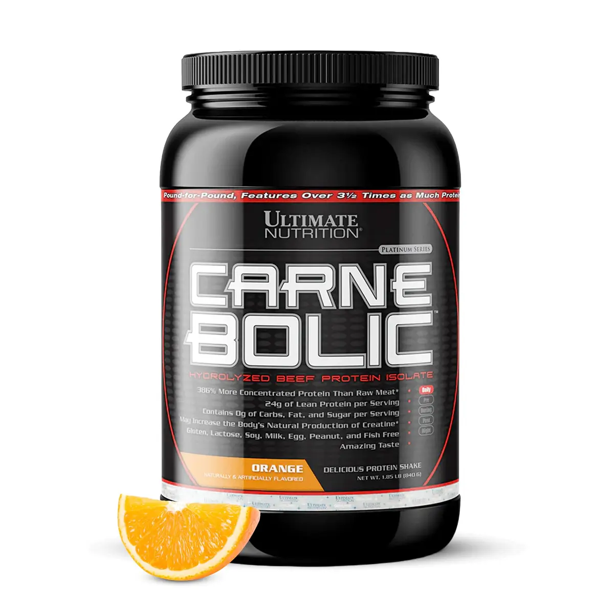 Ultimate Nutrition CarneBOLIC Beef Protein Isolate, Orange, 2 lb | Hydrolyzed, Dairy-Free, Keto & Paleo Friendly - main product image