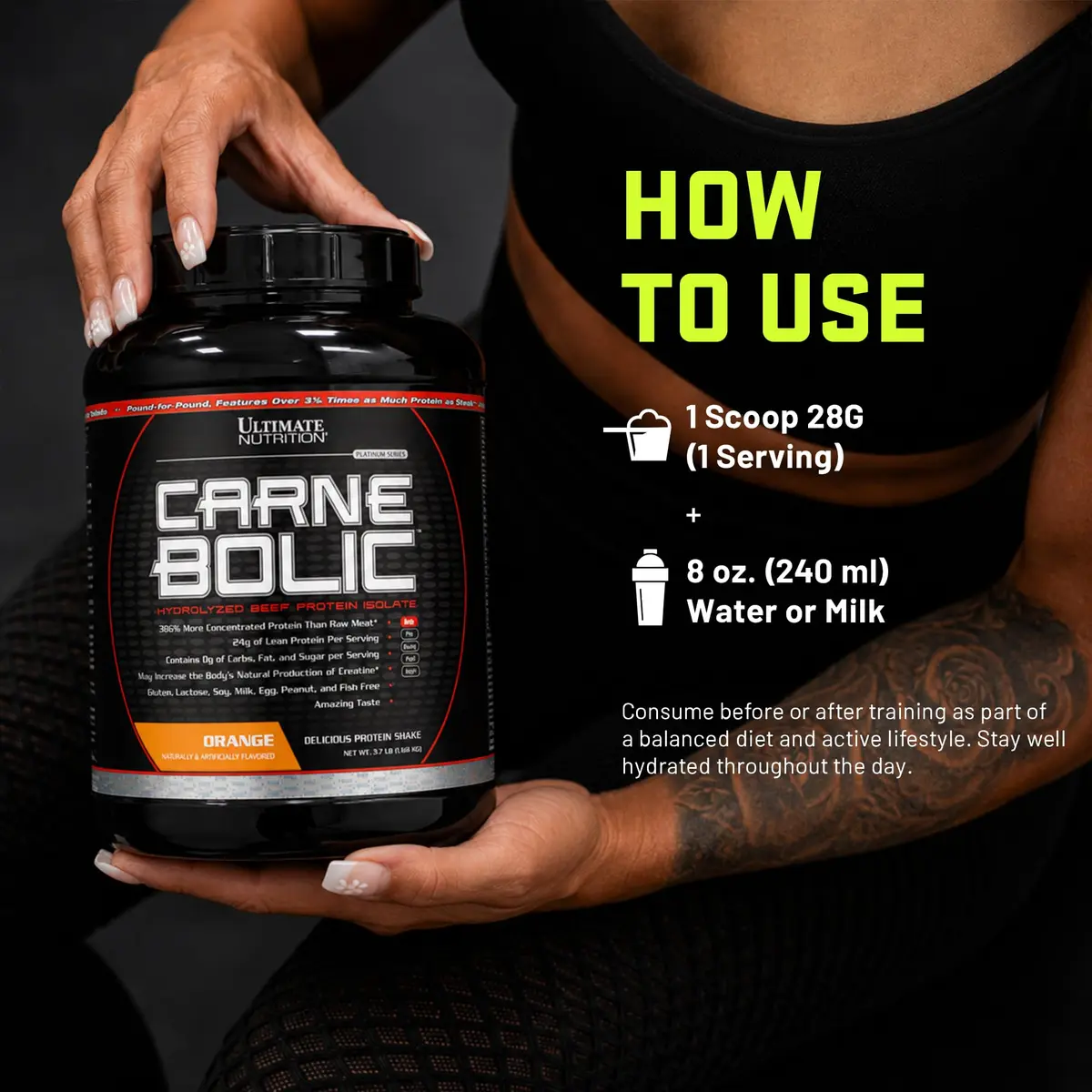 Ultimate Nutrition CarneBOLIC Beef Protein Isolate, Orange, 2 lb | Hydrolyzed, Dairy-Free, Keto & Paleo Friendly - view 5