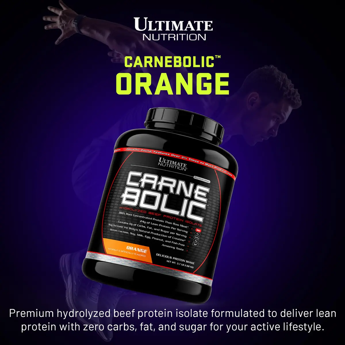 Ultimate Nutrition CarneBOLIC Beef Protein Isolate, Orange, 2 lb | Hydrolyzed, Dairy-Free, Keto & Paleo Friendly - view 2