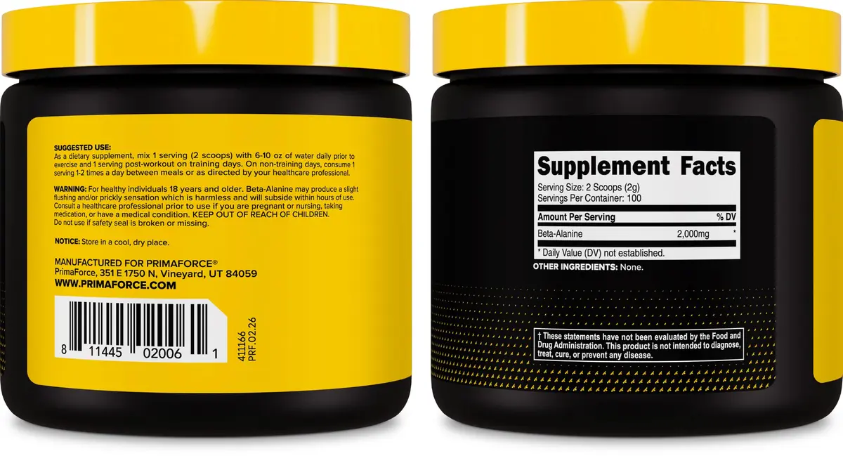 Primaforce Beta Alanine Powder 200g (7.1oz) | NSF Certified GMP Compliant Facility - view 5