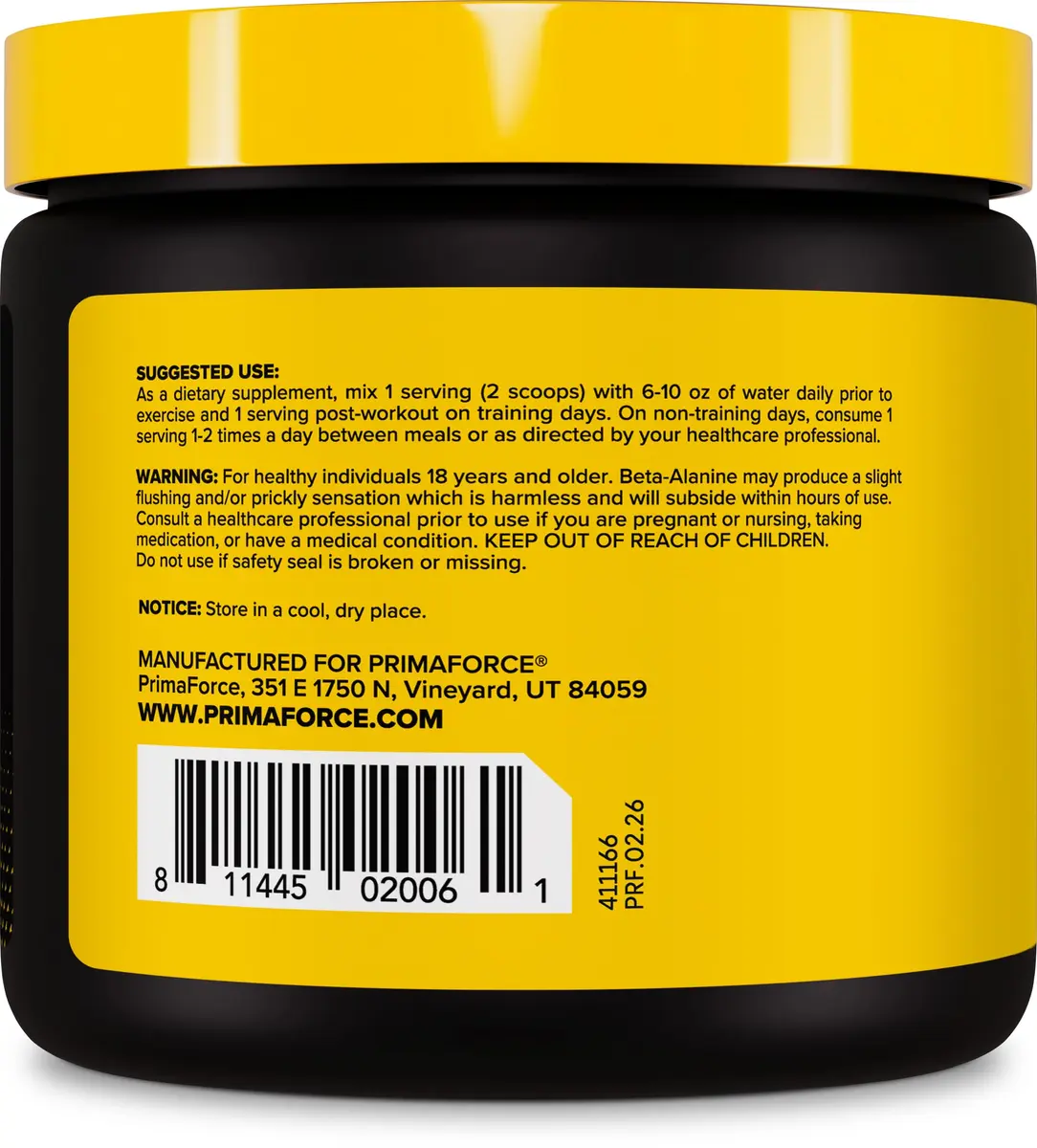 Primaforce Beta Alanine Powder 200g (7.1oz) | NSF Certified GMP Compliant Facility - view 3