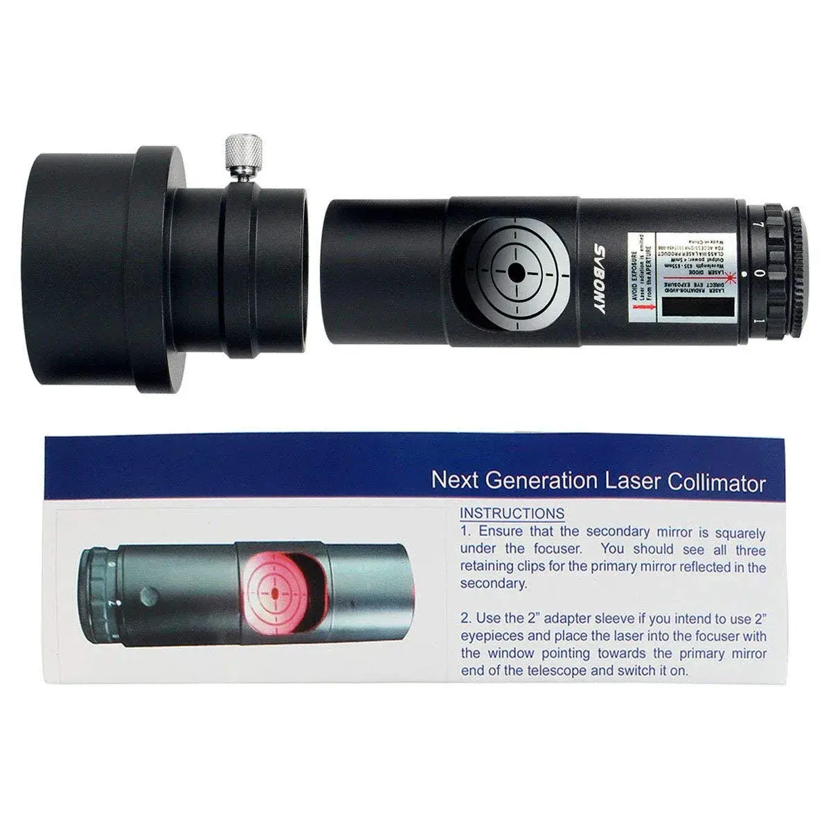 SVBONY Red Laser Collimator 1.25"/2" with 7 Brightness Levels | Newtonian & SCT Telescope Alignment Tool - view 7