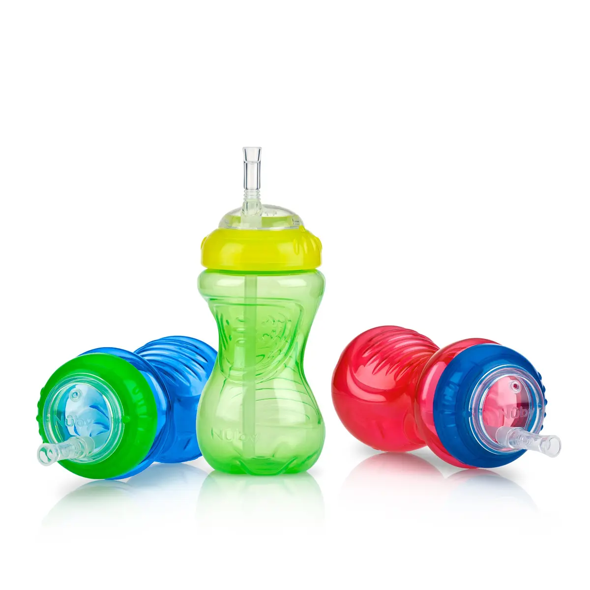 Nuby No-Spill Easy Grip Sippy Cup 300ml (10oz) 3-Pack | Spill-Proof Soft Straw Training Cup for Toddlers 12+ Months - main product image