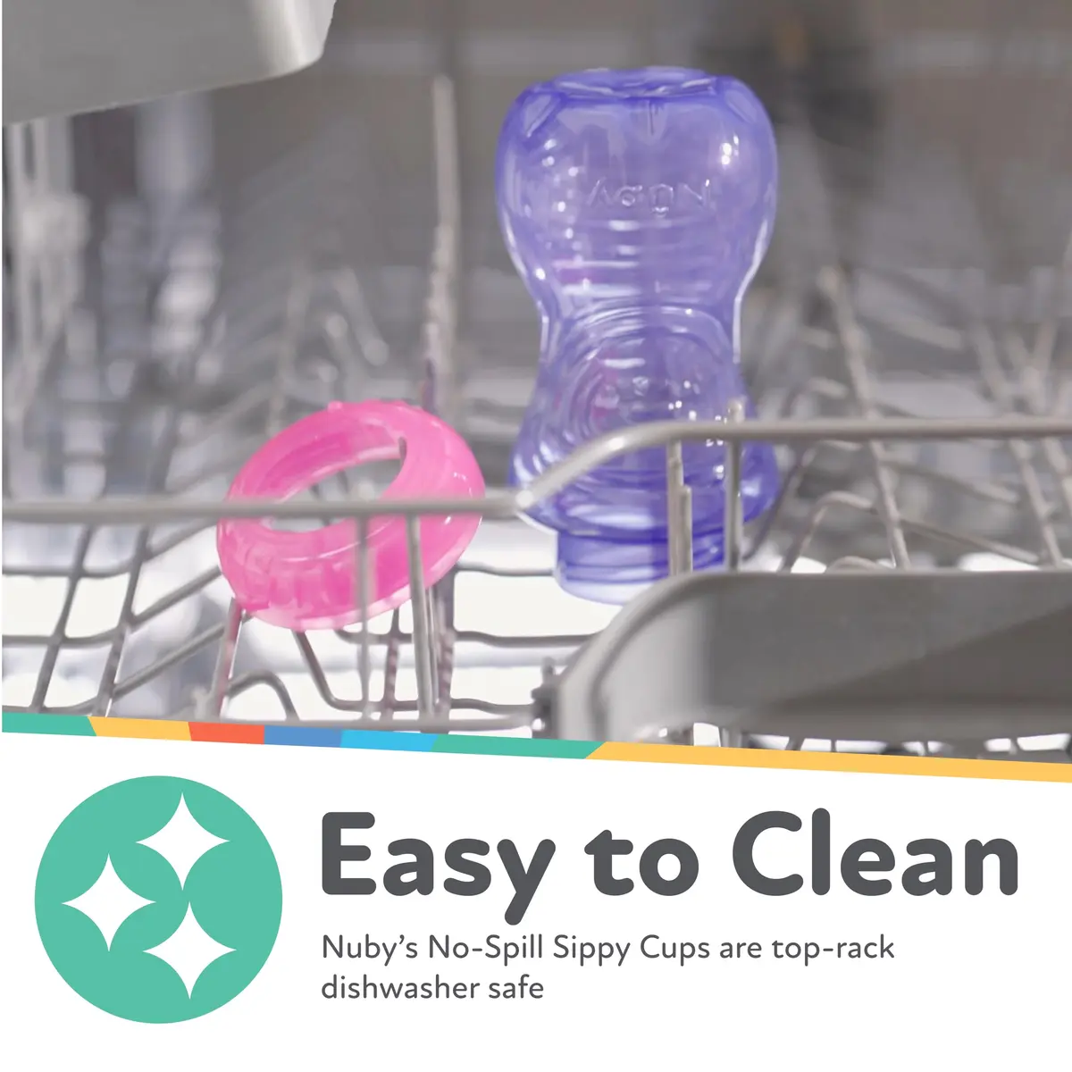 Nuby No-Spill Easy Grip Sippy Cup 300ml (10oz) 3-Pack | Spill-Proof Soft Straw Training Cup for Toddlers 12+ Months - view 5