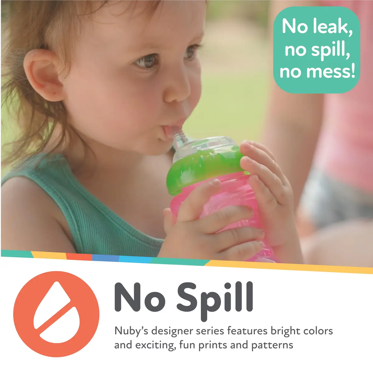Nuby No-Spill Easy Grip Sippy Cup 300ml (10oz) 3-Pack | Spill-Proof Soft Straw Training Cup for Toddlers 12+ Months - view 4