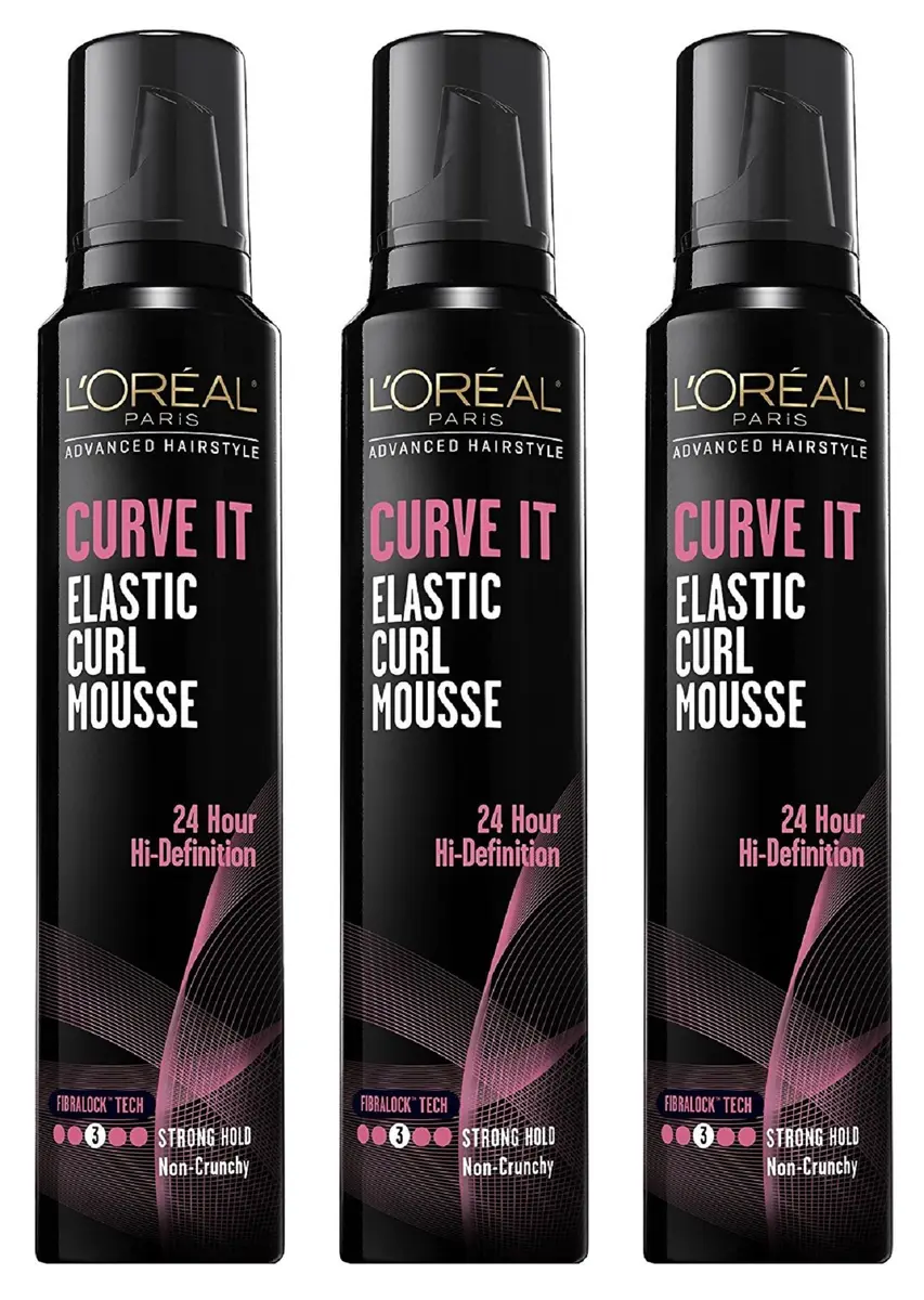 L'Oreal Paris Advances Hair Style Curve It Curl Mousse 8.3oz (Pack of 3) | Soft, Long-Lasting Curly Hair - main product image